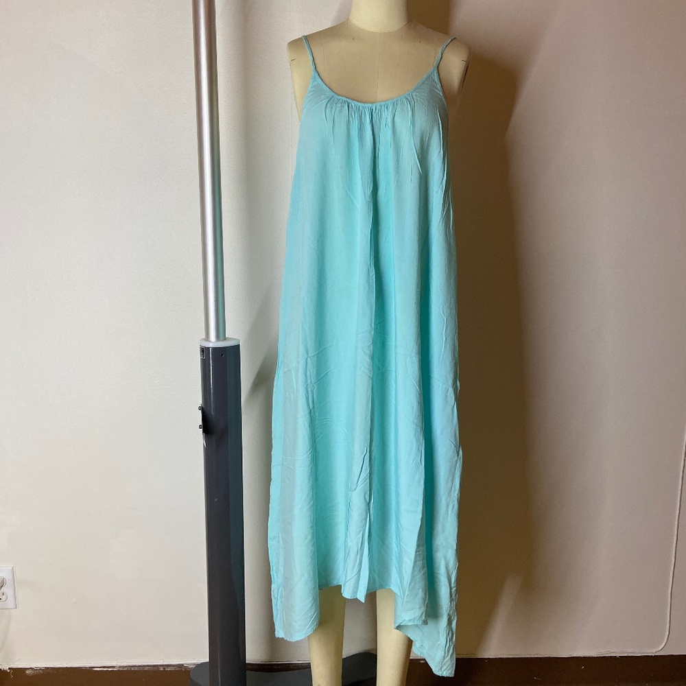 Jemma Sands Teal Blue Flowy Strappy Summer Dress Beach Cover Up - Size M